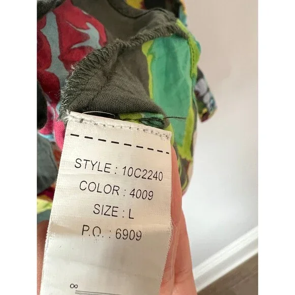 Desigual Women's Large Floral Artsy Button Down Blouse Multi Colored Embroidered - Picture 6 of 12